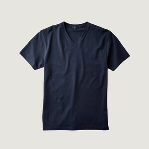 Patrick Assaraf T-Shirt V-Neck Pima Cotton Navy Blue Small